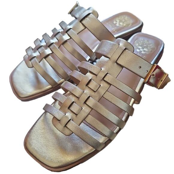 Vince Camuto Gold Size 9M Lamenda Flat Sandals - Picture 1 of 10